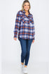 Lime Milo oversized boyfriend plaid checkered flannel shirt featuring a relaxed fit and classic red and black pattern.