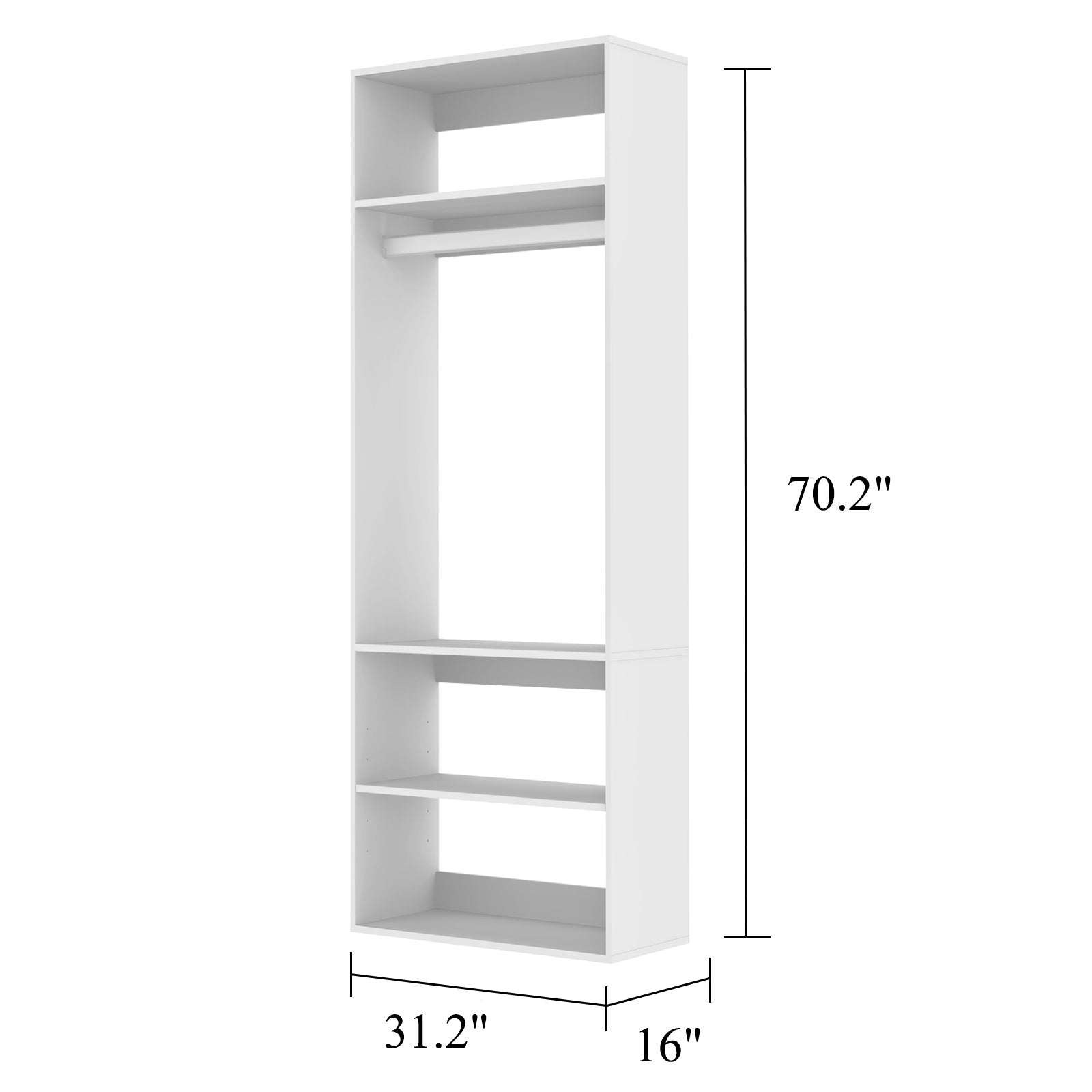 A5 Modular Wooden Closet Organizer System by Mauve Snowdrop with multiple compartments for bedroom storage.