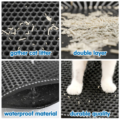 Teal Simba cat litter trapping mat with double layer design, soft and durable bed or blanket for pets.