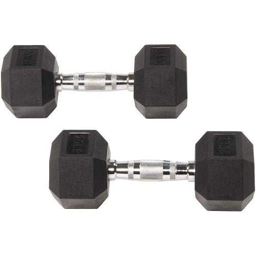 Teal Simba BalanceFrom Rubber Encased Hex Dumbbell Single DB20S for strength training and fitness workouts
