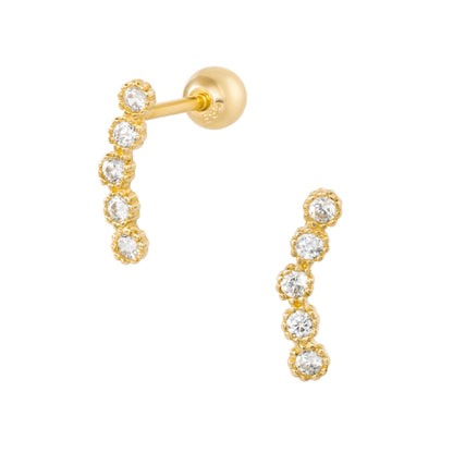 Blue Chrysippus 14K solid gold Xavia earrings featuring a sleek, polished design for elegant pierced ear jewelry.