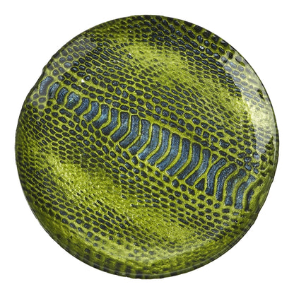 Set of four White Zeus snakeskin 6-inch canapé plates for elegant home and garden entertaining.