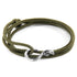 Khaki green Heysham silver and rope bracelet by Magenta Sooty featuring woven silver accents and casual design.