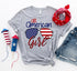 All American Girl T-shirt by Agate featuring a casual fit and patriotic design, displayed on a hanger.