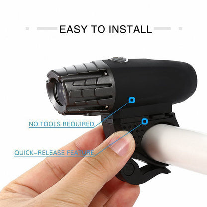 Ivory Coeus USB rechargeable head and tail light set with four LED modes for outdoor sports and safety.