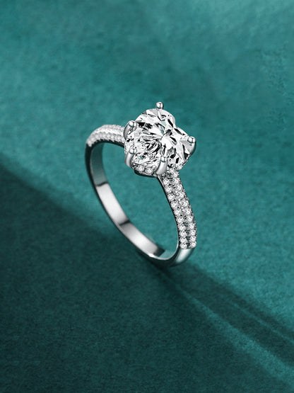 Sterling silver heart-shaped crushed ice ring with 18K gold plating by Ultramarine Birch, showcasing intricate design and shiny finish.