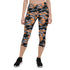 Orange and gray camo capri leggings for women by Maroon Sooty, activewear with a fitted, stylish design.