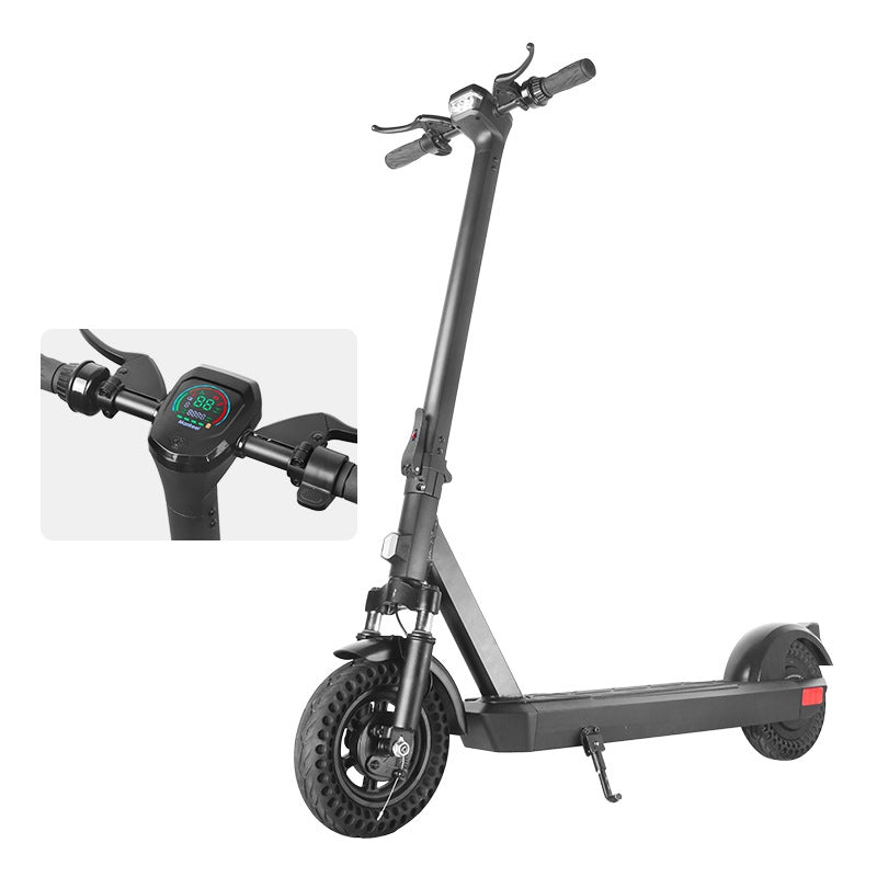 Teal Simba 10-inch electric scooter with foldable frame and removable battery, suitable for outdoor sports and commuting.