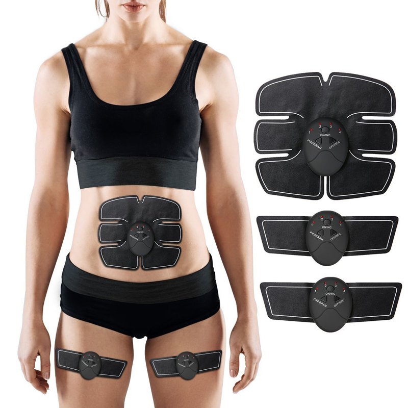 Fuchsia Molly electric abdominal muscle trainer with adjustable straps and electrodes for core muscle toning and strengthening.