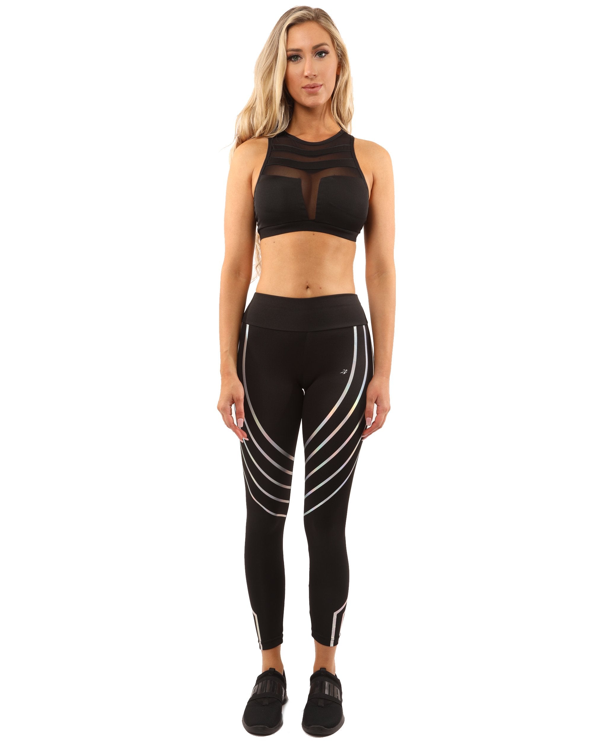 Black Lazurite Laguna Set with leggings and sports bra, seamless women&