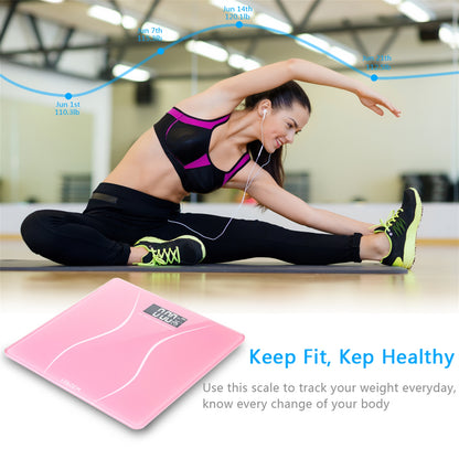 Lilac Milo 180kg Slim Waist Pattern Personal Scale for bath and beauty, showing digital display and sleek design.
