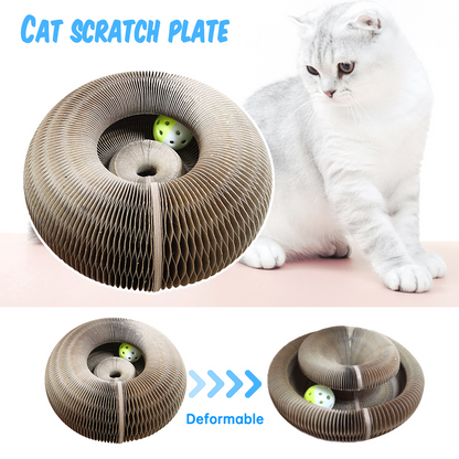Lilac Milo Paper Magic Organ Cat Scratching Board, a fun pet toy with corrugated paper for cats to scratch and play.