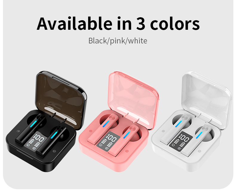 Teal Simba Bluetooth wireless TWS earphones with LED indicator and built-in microphone, compact tech accessories for audio on the go.