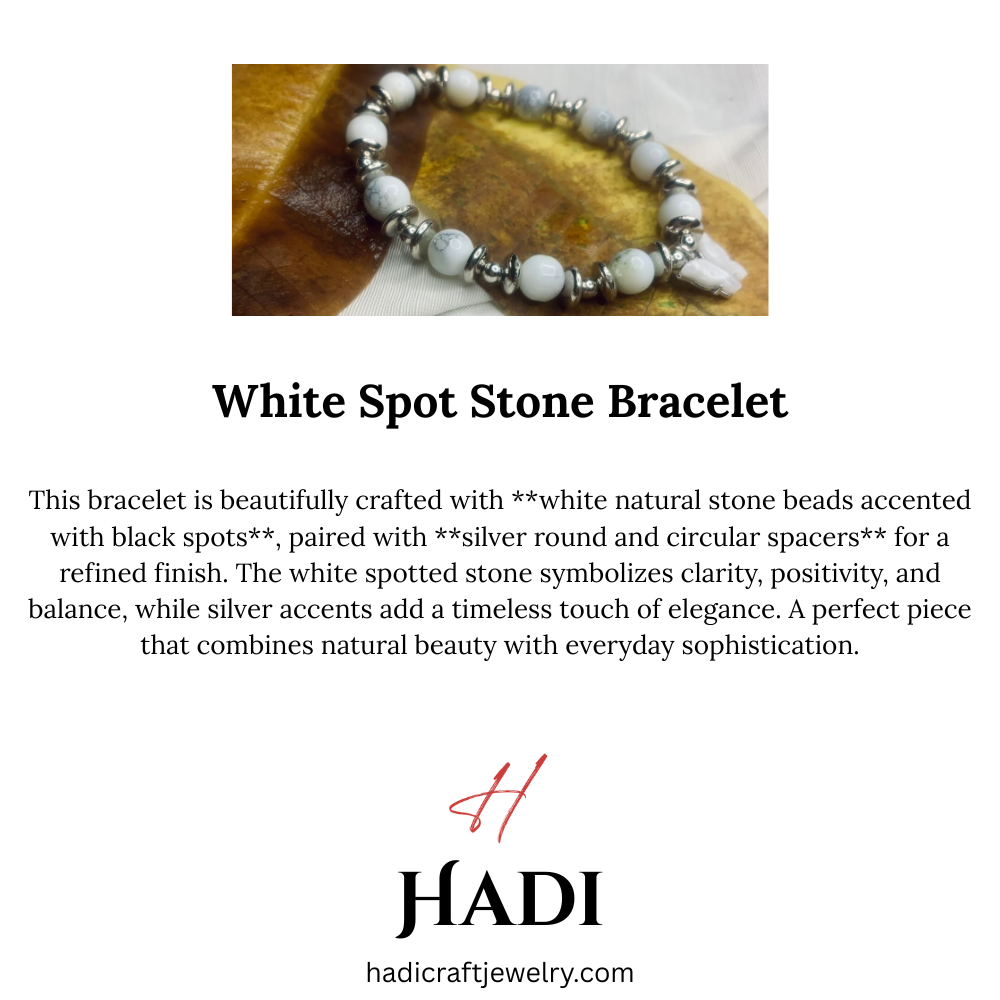 Jasper bead bracelet with silver spacers for women, tan saffron brand, stretchy jewelry accessory with natural stone beads.