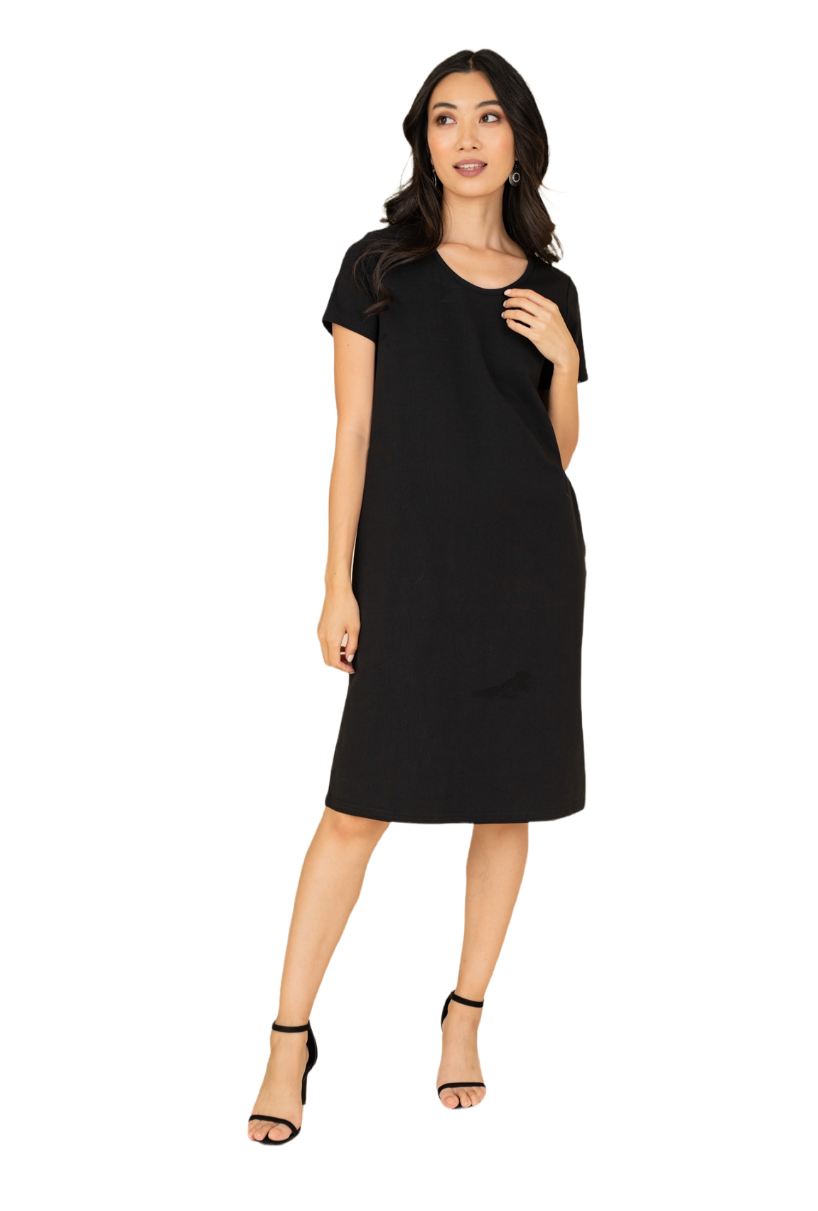 Women’s black dress with pockets by Gray Eos, featuring a stylish and comfortable design perfect for casual or semi-formal wear.