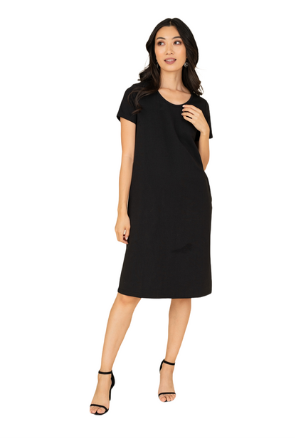 Women’s black dress with pockets by Gray Eos, featuring a stylish and comfortable design perfect for casual or semi-formal wear.