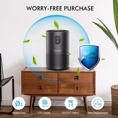 Teal Simba KOIOS Air Purifier for bedroom with H13 HEPA filter, compact home air purifier for clean indoor air.