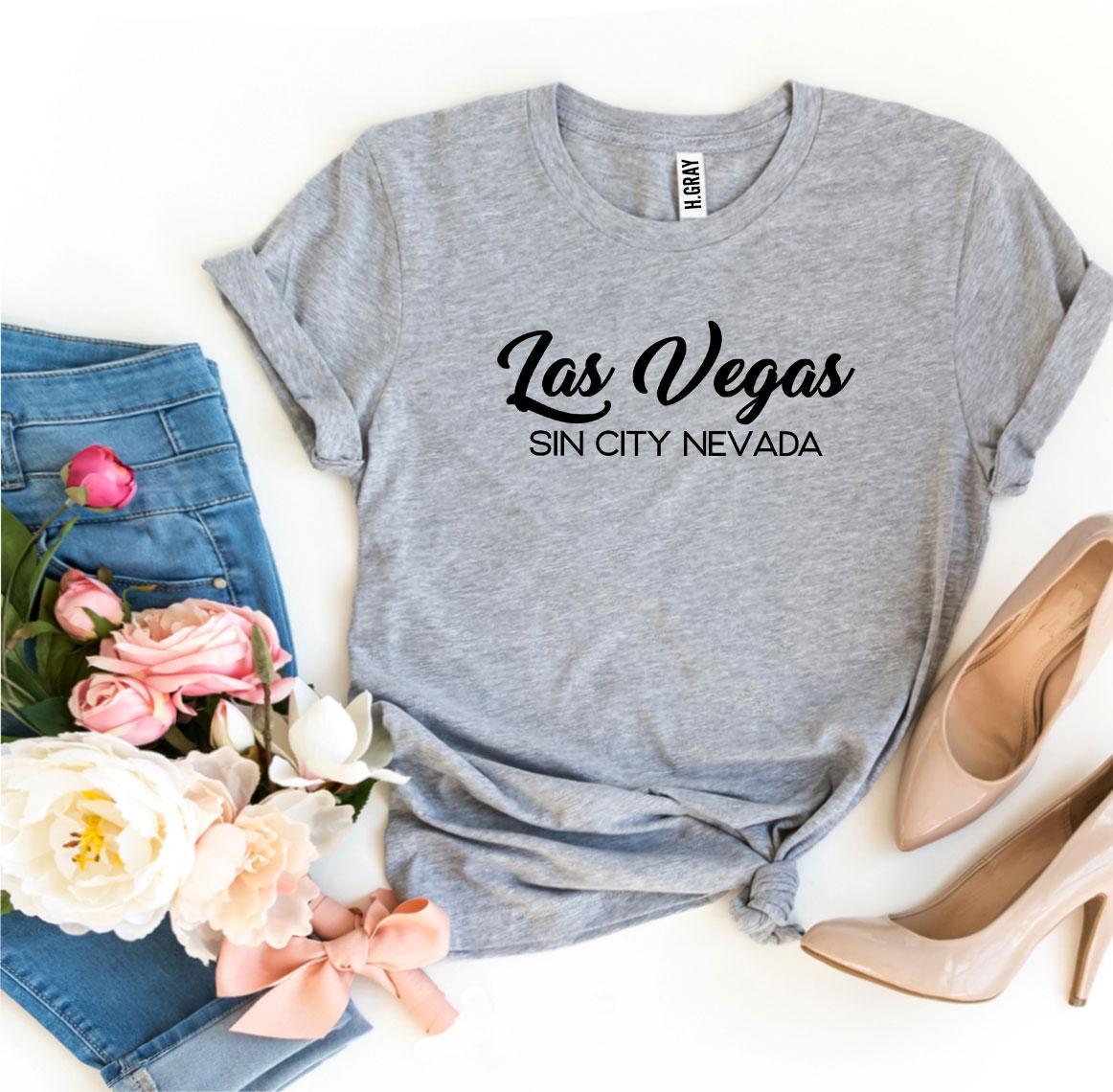 Black Las Vegas Sin City Nevada T-shirt by Agate featuring bold graphic design and comfortable fit.