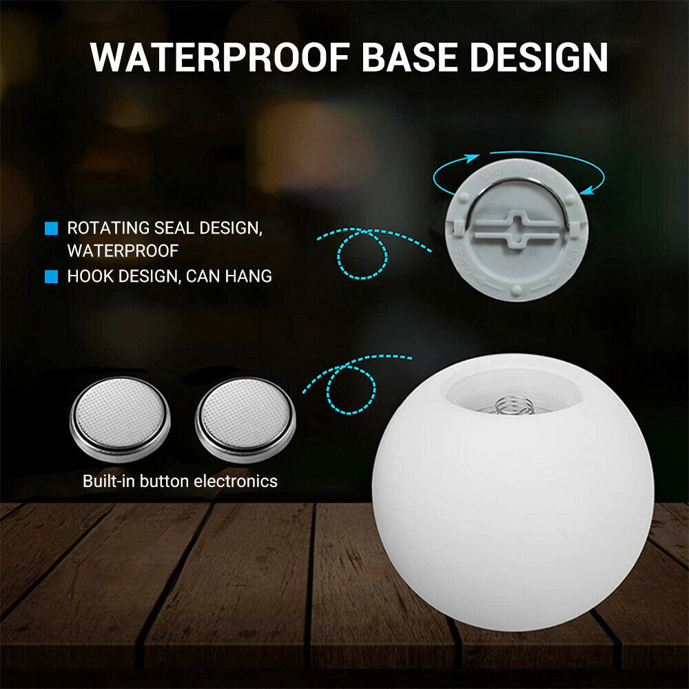 RGB color-changing LED pool lights by Lilac Milo floating ball lights for outdoor swimming pools and water features.