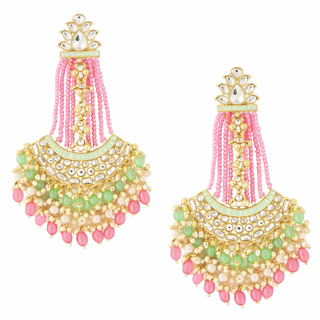 Gray Chloe trendy long earrings for women with elegant, dangling design and intricate details.