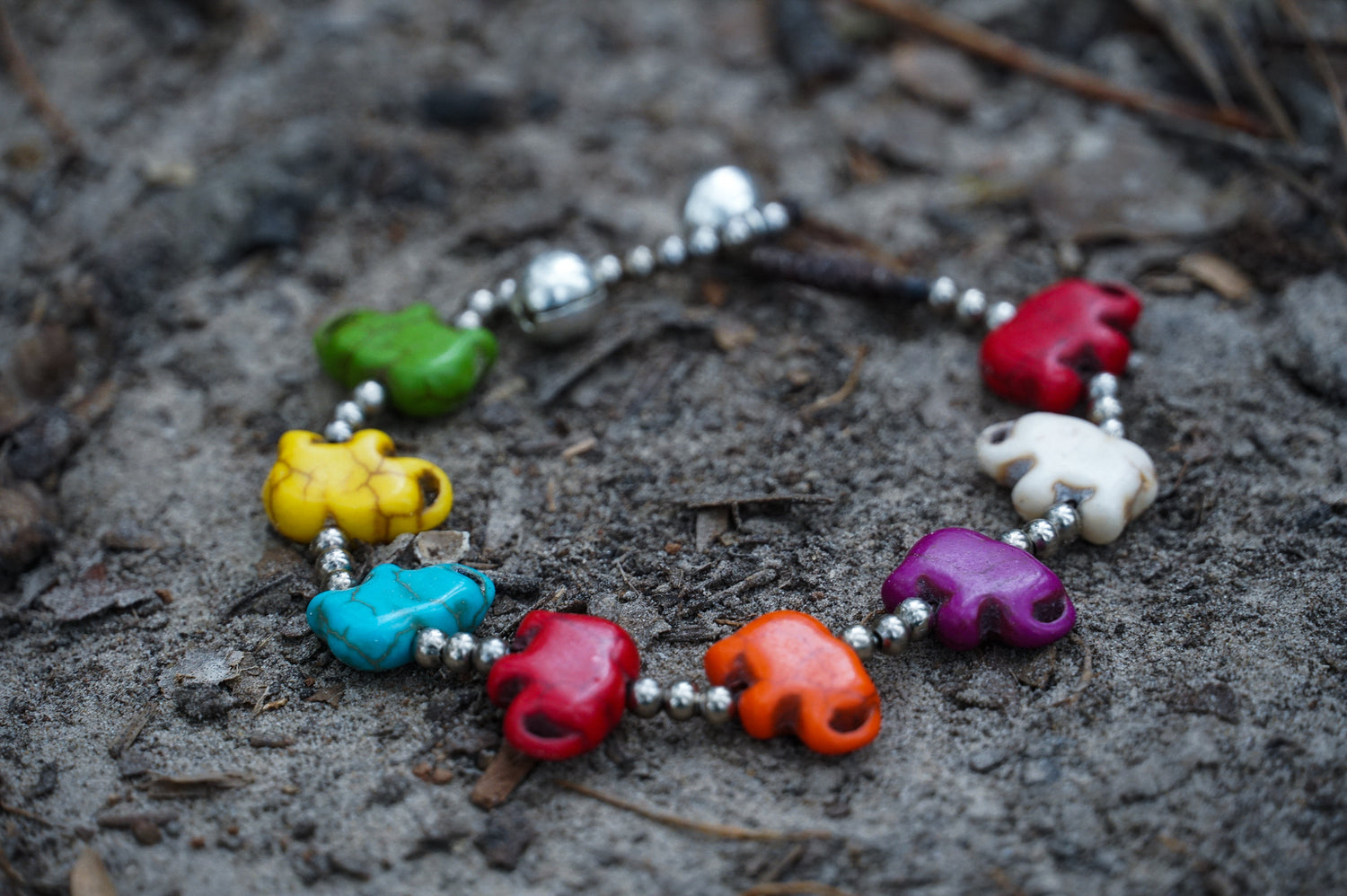Silver Elephant Stone Bracelet by Tan Smokey featuring silver and stone beads, ethnic-inspired jewelry for women