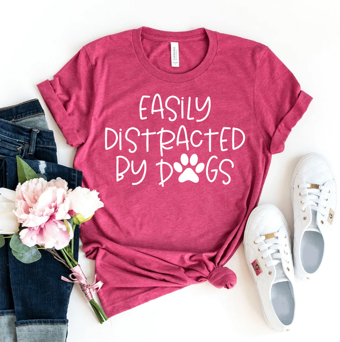 Agate Easily Distracted By Dogs T-shirt featuring a humorous dog-themed design on a casual cotton tee.