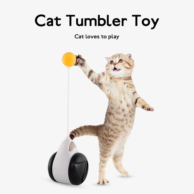 Lilac Milo Tumbler Balanced Wheel Swinging Ball Cat Toy for pets, featuring a colorful, spinning ball on a stable tumbler base.
