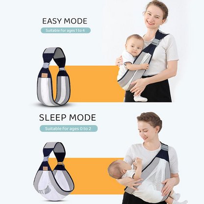 Lilac Milo portable breathable baby carrier with ergonomic design, soft fabric, and adjustable straps for comfortable baby wearing.