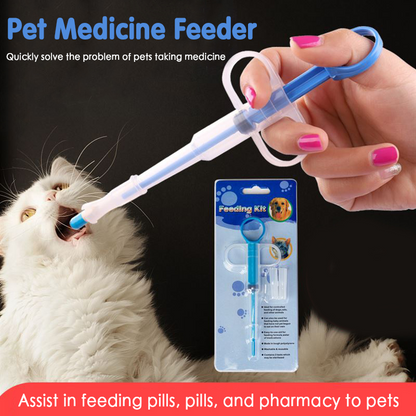 Lilac Milo pet medicine syringe and pill dispenser for pets, used to give tablets and medication safely to animals.