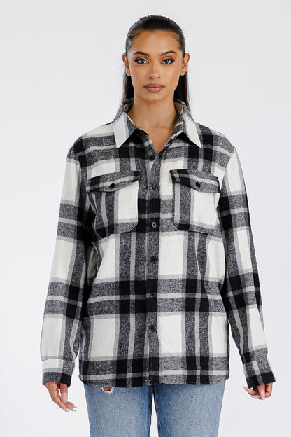 Lime Milo Boyfriend oversized soft flannel shacket in a cozy, relaxed fit, perfect for casual layering and comfort.