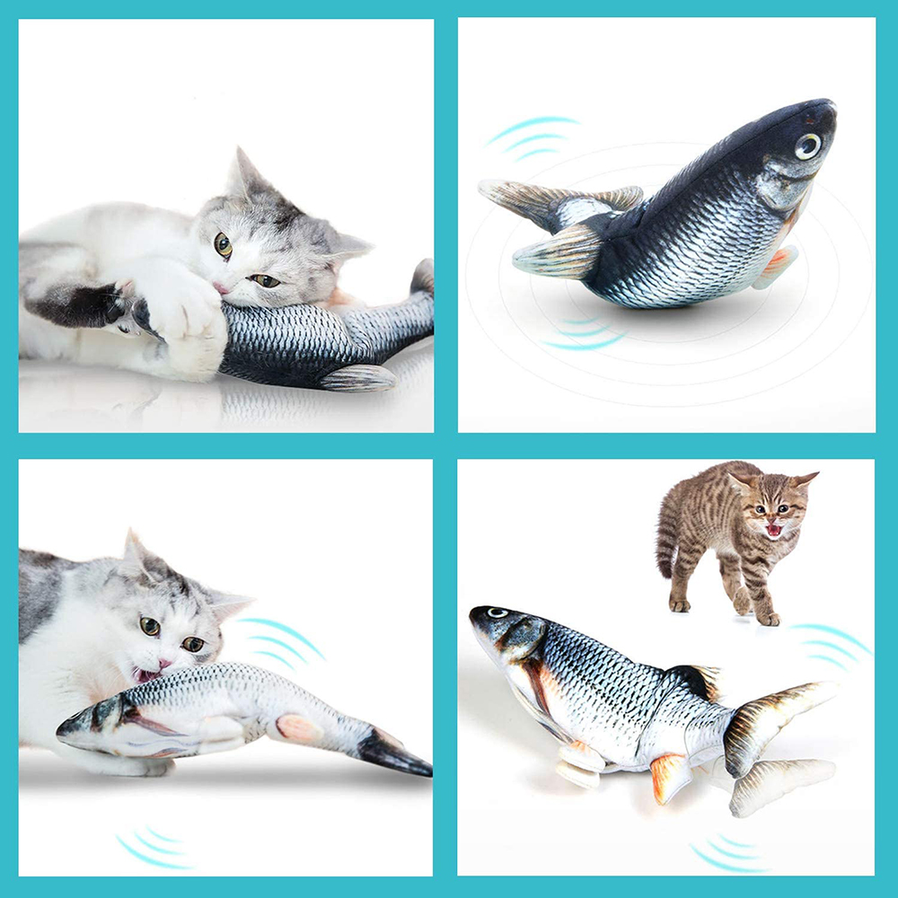 Electronic Floppy Fish Cat Toy by Lilac Milo, moving fish toy designed to entertain cats with realistic swimming movements.