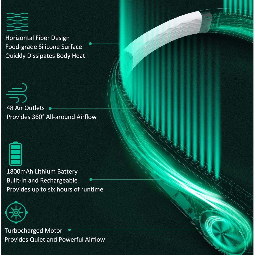 Teal Simba portable bladeless neck fan from the summer tech accessories collection, showing the sleek, lightweight design.