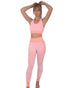 Lazurite Trois seamless pink activewear set with leggings and sports top, designed for comfortable workout and athletic activities.