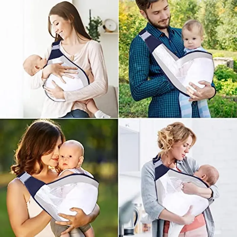 Lilac Milo portable breathable baby carrier with ergonomic design, featuring a soft fabric sling for comfortable baby carrying.