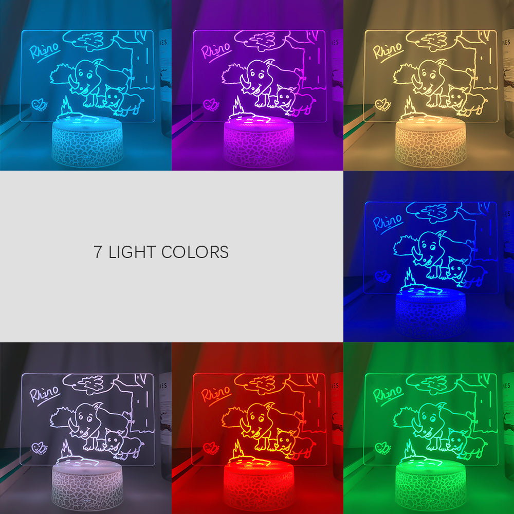 Rewritable night light with message board featuring a girl sleeping scene, ideal for bedroom decor by Teal Simba.