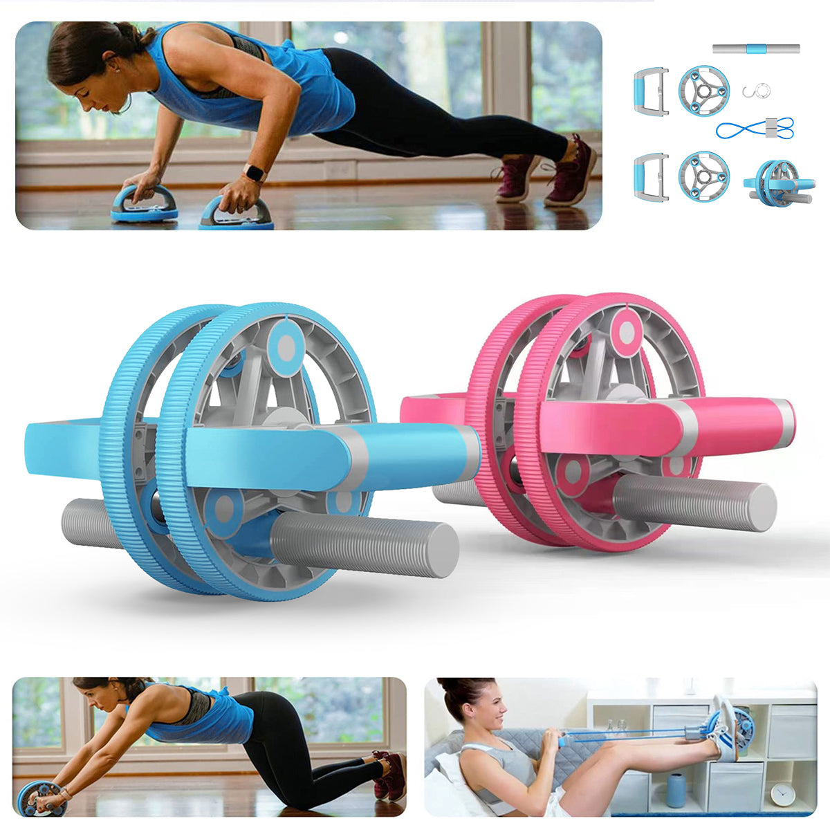 Copper Hecuba multifunctional abdominal wheel and pull strap gym fitness training set for core strengthening and exercise routines.