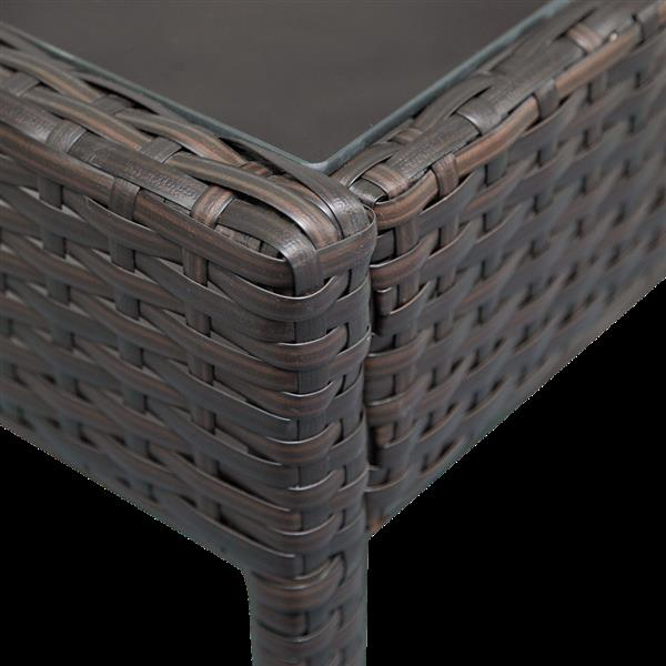 Four-piece rattan patio furniture set by Lilac Milo, including chairs and table for outdoor relaxing and entertaining.
