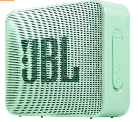 White Eucalyptus waterproof wireless Bluetooth speaker designed for pets, with IPX7 protection and portable JBL GO2 style design.