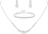 Silver jewelry set for women featuring rhinestone crystal necklace and drop earrings by Cerise Strawberry