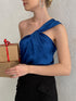 Mauve Ananke Fashionella one-shoulder sexy tank top in black, fitted sleeveless design with elegant shoulder detail.