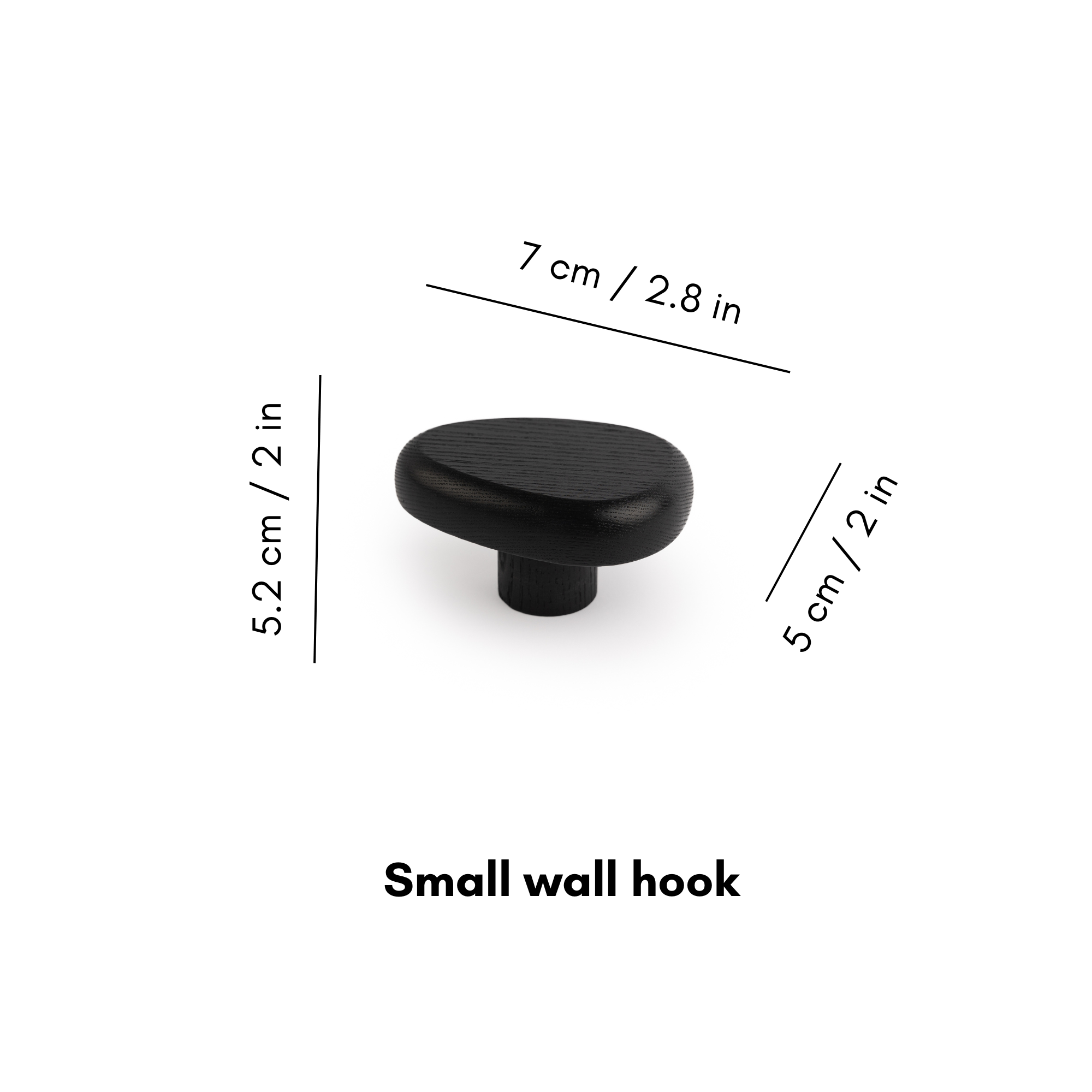 Black Biotite wall hook DROP for organization, showing a sleek, modern hook mounted on a wall for hanging items.
