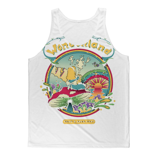 Sky Felix Day Dreamer Classic Sublimation Adult Tank Top, front view showcasing vibrant design on lightweight T-shirt.