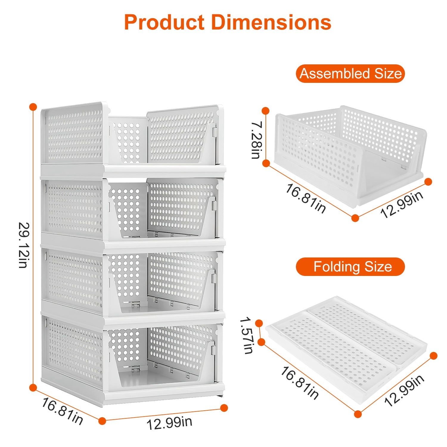 Four stackable Pear Daisy plastic storage boxes with slide rails, ideal for organizing living room essentials.