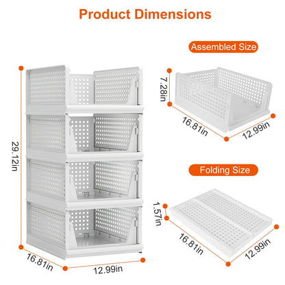 Four stackable Pear Daisy plastic storage boxes with slide rails, ideal for organizing living room essentials.