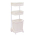 Ultramarine Dione 3-tier bathroom laundry basket and hamper with mobile rack, white plastic design for organizing clothes and linens