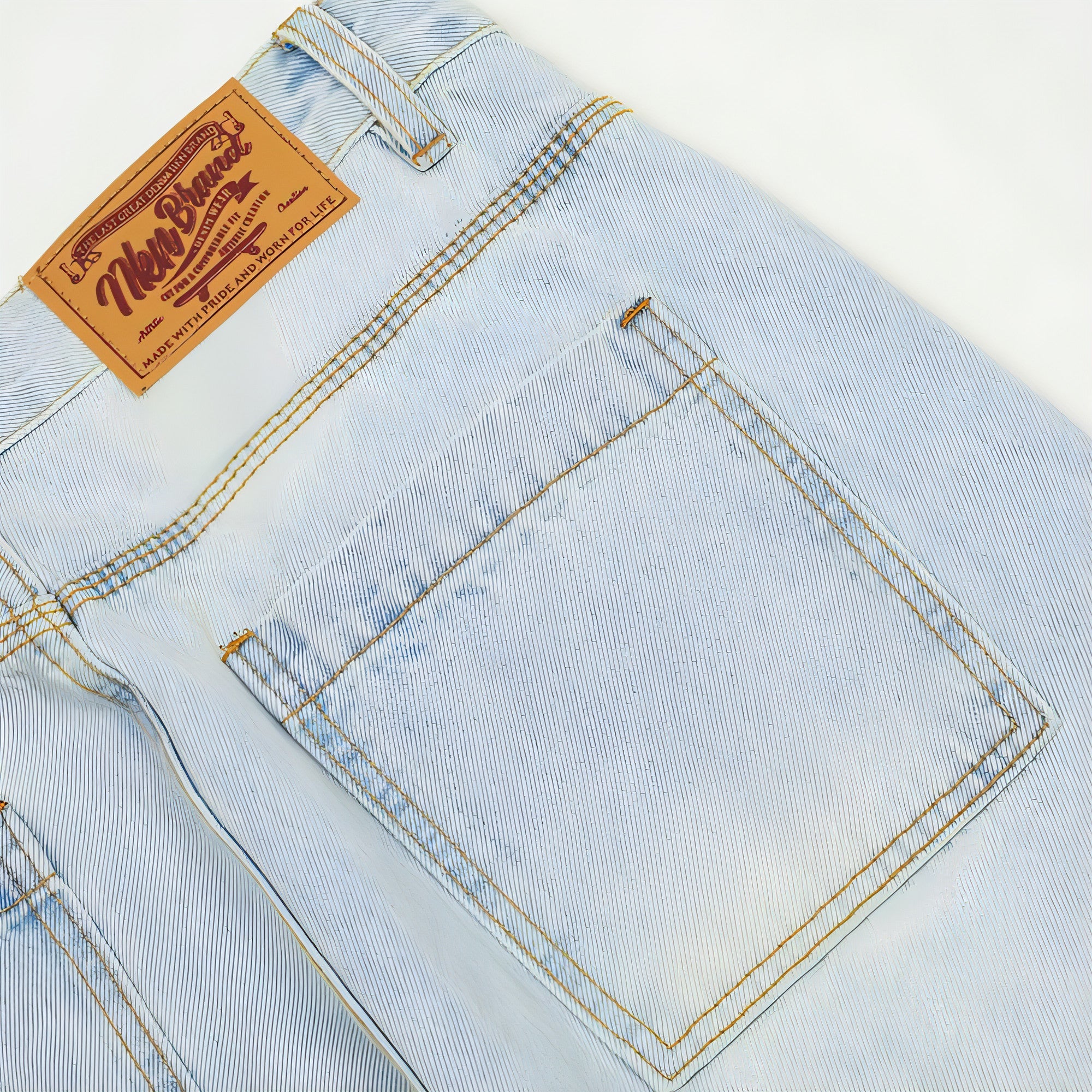 Light wash DenimDare™ cargo jeans for men by Carmine Juneberry, featuring multiple pockets and a relaxed fit.