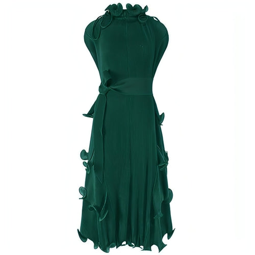 Carmine Juneberry autumn short sleeve pleated dress with a luxurious, stylish design perfect for fall fashion.