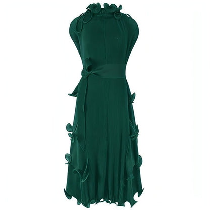 Carmine Juneberry autumn short sleeve pleated dress with a luxurious, stylish design perfect for fall fashion.