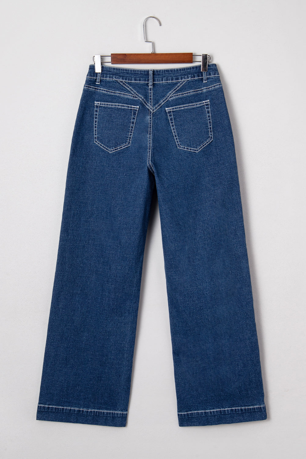 Byzantium Bay XX Denim Stitch High-Waist Cuff Jeans showing front view with rolled cuffs and classic five-pocket design.