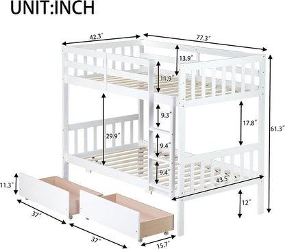 White Premium Grade Rubberwood Bunk Bed Drawers ProLine